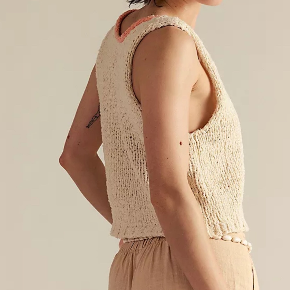 Free People Sicily Shell Sweater in Ivory Combo sz XS NWT - Picture 4 of 4
